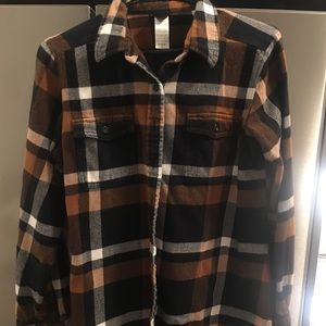 Women’s brown and Black Patagonia button down